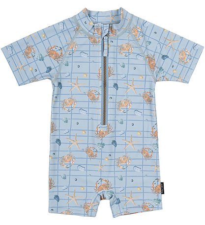 Mikk-Line Badeheldragt - UV50+ - Faded Denim m. Tern/Print