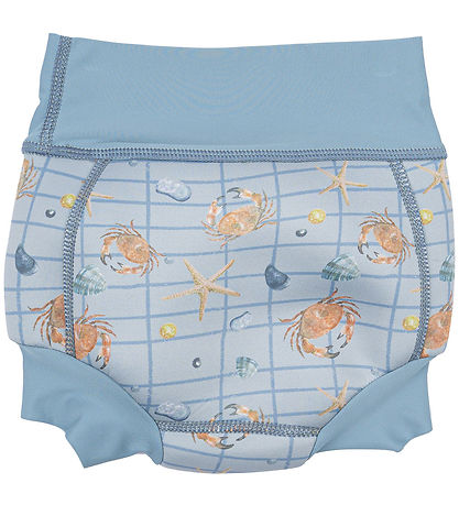 Mikk-Line Blebadebukser - UV50+ - Faded Denim m. Tern/Print