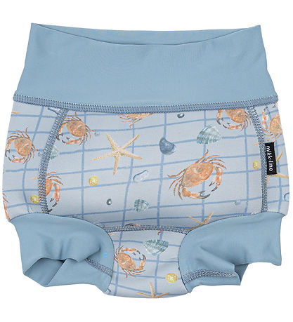 Mikk-Line Blebadebukser - UV50+ - Faded Denim m. Tern/Print