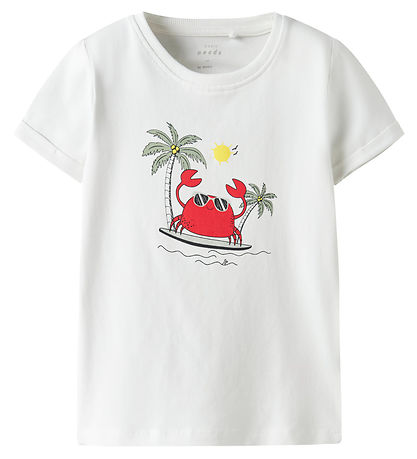Name It T-shirt - NmmVux - Bright White/Crab surf Name It T-shirt - NmmVux - Bright White/Crab surf