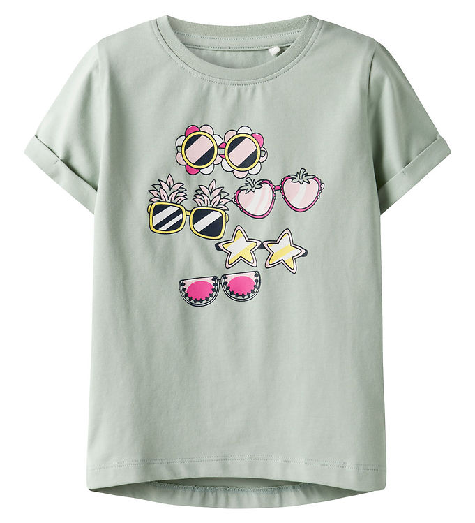 Name It T-shirt - NmfVix - Aqua Gray/Glasses