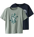 Name It T-shirt - NkmVagno - 2-pak - Slate Gray/Navy blazer