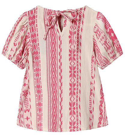 Fliink Bluse - Addie - Cloud Dancer Pink Stripe