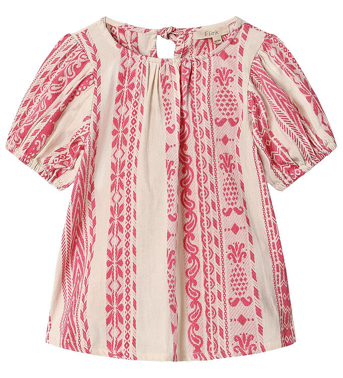 Fliink Bluse - Addie - Cloud Dancer Pink Stripe