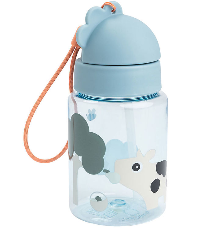 Done by Deer Drikkedunk m. Sugerør - Tiny Farm - 280ml - Blå