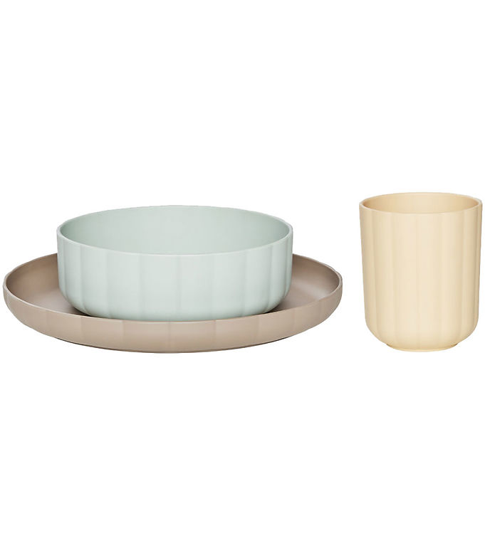 OYOY Spisesæt - Bioplast - 3 Dele - Pullo - Pale Mint/Vanilla/Ta