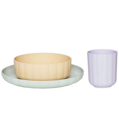 OYOY Spisesæt - Bioplast - 3 Dele - Pullo - Pale Mint/Vanilla/La