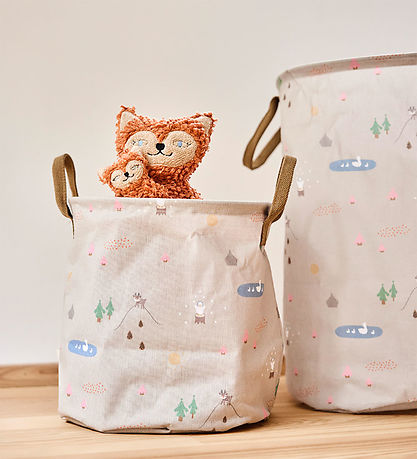 OYOY Opbevaringskurve - 2-pak - Deer & Duck - Medium - Beige OYOY Opbevaringskurve - 2-pak - Deer & Duck - Medium - Beige