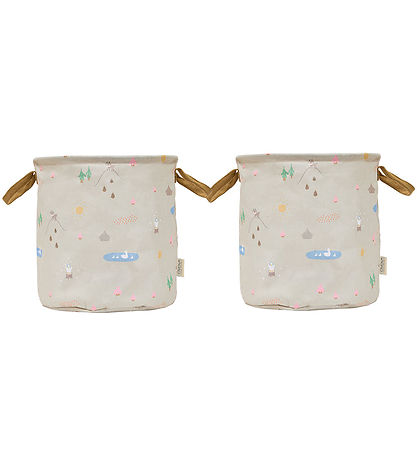 OYOY Opbevaringskurve - 2-pak - Deer & Duck - Medium - Beige OYOY Opbevaringskurve - 2-pak - Deer & Duck - Medium - Beige