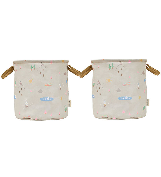 OYOY Opbevaringskurve - 2-pak - Deer & Duck - Medium - Beige
