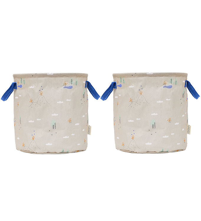 OYOY Opbevaringskurve - 2-pak - Foxy - Medium - Beige/Blue
