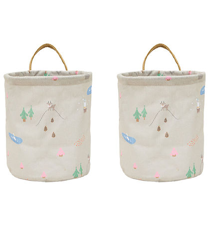 OYOY Opbevaringskurve - 2-pak - Deer & Duck - Small - Beige OYOY Opbevaringskurve - 2-pak - Deer & Duck - Small - Beige