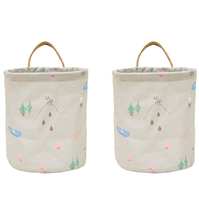 OYOY Opbevaringskurve - 2-pak - Deer & Duck - Small - Beige