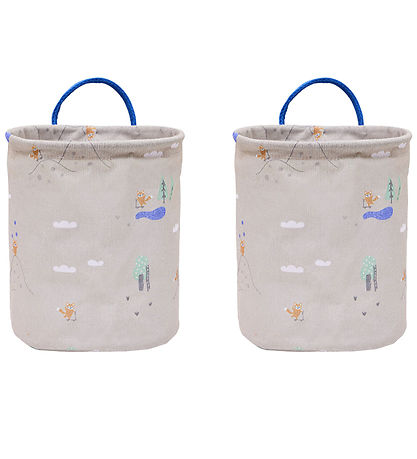 OYOY Opbevaringskurve - 2-pak - Foxy - Small - Beige/Blue OYOY Opbevaringskurve - 2-pak - Foxy - Small - Beige/Blue