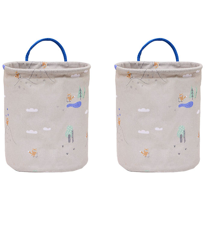 OYOY Opbevaringskurve - 2-pak - Foxy - Small - Beige/Blue