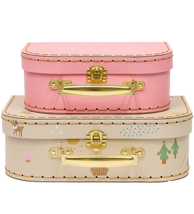 OYOY Kuffertsæt - 2-pak - Deer & Duck - Camel/Rose