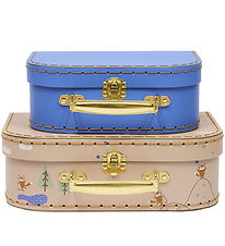 OYOY Kuffertsæt - 2-pak - Fox - Beige/Blue OYOY Kuffertsæt - 2-pak - Fox - Beige/Blue