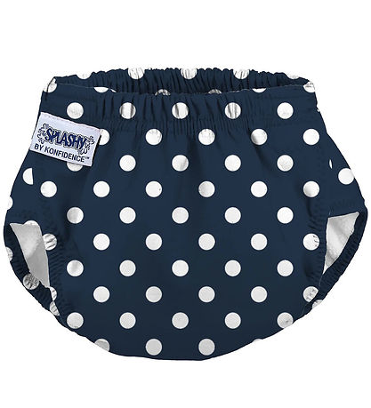 Konfidence Blebadebukser - e-Flex Splashy - Polka Navy/White Spo