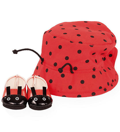 Götz Puppenkleidung - Schuhe/Sommerhut - 30-33cm - Marienkäfer
