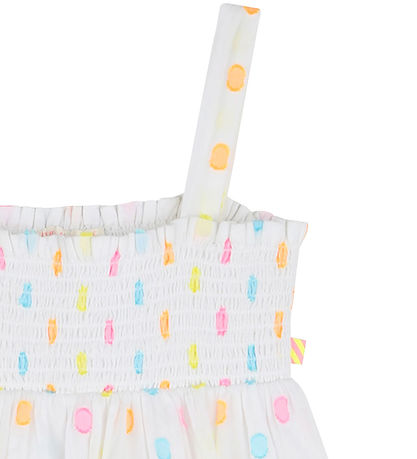 Billieblush Kjole - Hvid/Neon m. Prikker