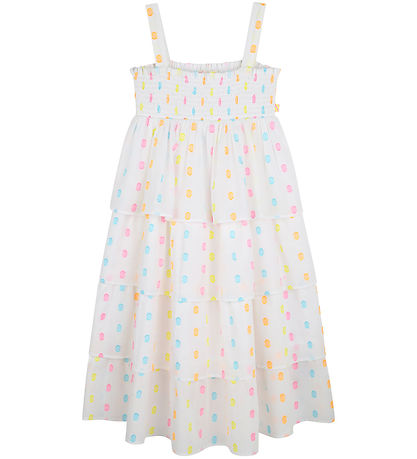 Billieblush Kjole - Hvid/Neon m. Prikker