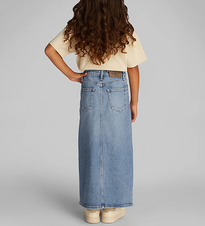 Calvin Klein Nederdel - Denim - Mid Rise Long - Cloudy Blue Calvin Klein Nederdel - Denim - Mid Rise Long - Cloudy Blue