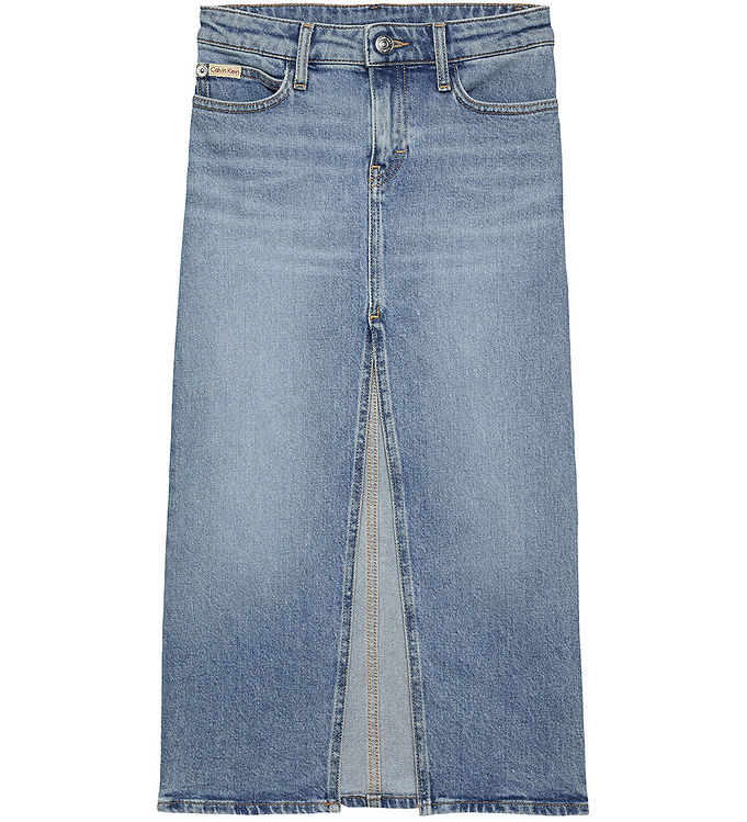 Calvin Klein Nederdel - Denim - Mid Rise Long - Cloudy Blue