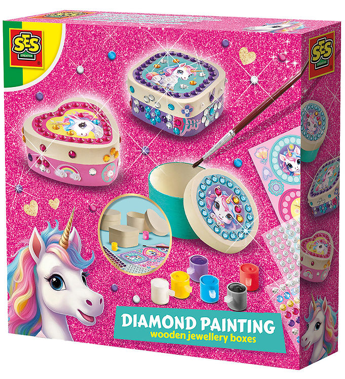 SES Creative Diamantmosaik - Smykkeskrin med Enhjørning