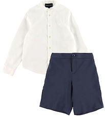 Emporio Armani Sæt - Skjorte/Shorts - Hvid/Dark Navy Emporio Armani Sæt - Skjorte/Shorts - Hvid/Dark Navy