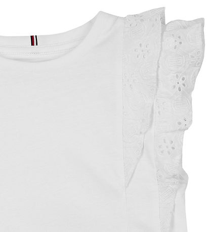 Tommy Hilfiger Topp - Broderi Engelsk - Hvit