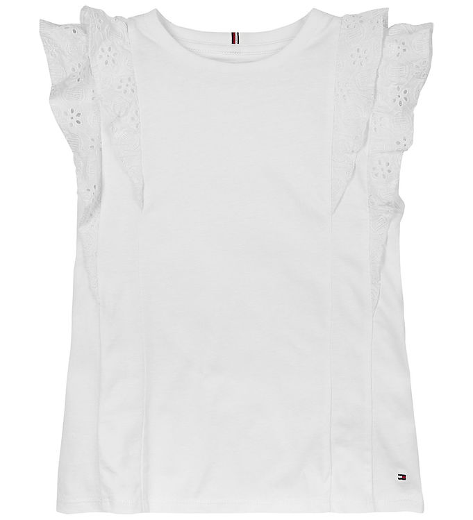 Tommy Hilfiger Top - Broderie Anglaise - Hvid