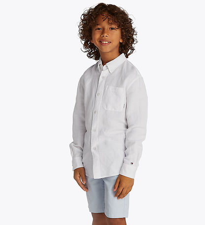 Tommy Hilfiger Skjorte - Hør - Linen Blend - Hvid Tommy Hilfiger Skjorte - Hør - Linen Blend - Hvid