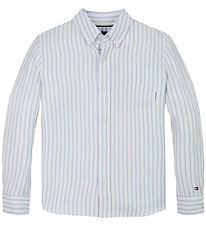 Tommy Hilfiger Skjorte - Hør - Linen Blend - Breezy Blue Stripe Tommy Hilfiger Skjorte - Hør - Linen Blend - Breezy Blue Stripe