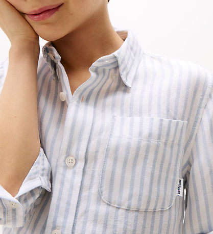 Tommy Hilfiger Skjorte - Hør - Linen Blend - Breezy Blue Stripe Tommy Hilfiger Skjorte - Hør - Linen Blend - Breezy Blue Stripe
