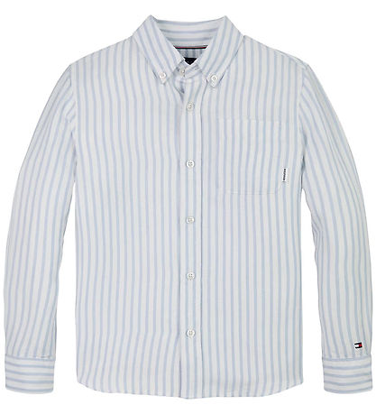 Tommy Hilfiger Skjorte - Hør - Linen Blend - Breezy Blue Stripe