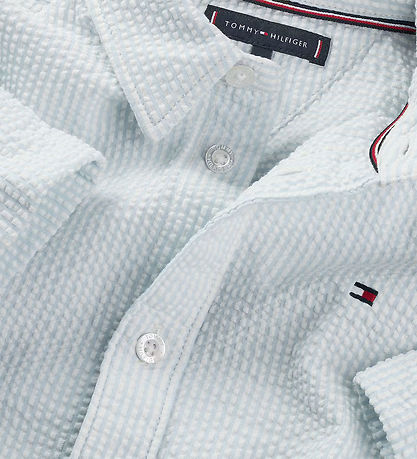 Tommy Hilfiger Skjorte - Seersucker - Breezy Blue White Stripe