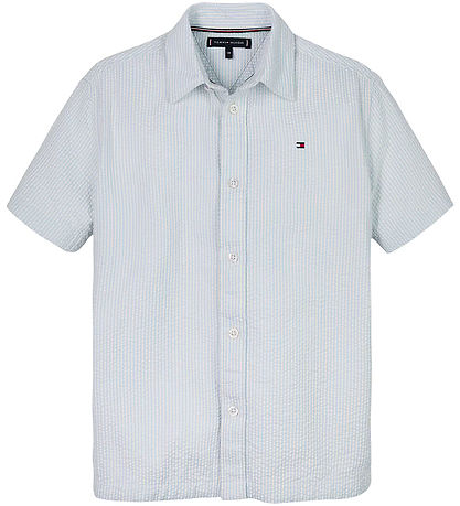 Tommy Hilfiger Skjorte - Seersucker - Breezy Blue White Stripe
