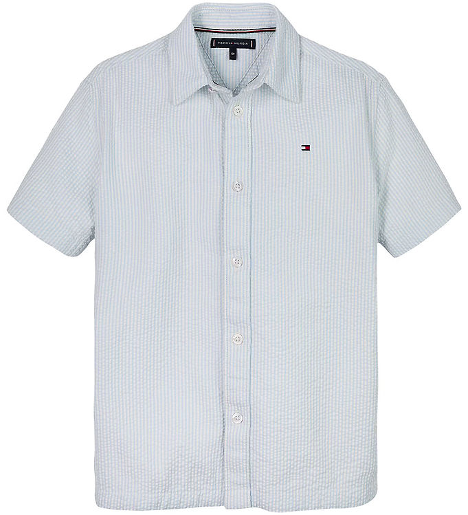 Tommy Hilfiger Skjorte - Seersucker - Breezy Blue White Stripe