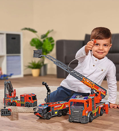 Dickie Toys Brandbil - City Fire Ladder Truck - Lys/Lyd