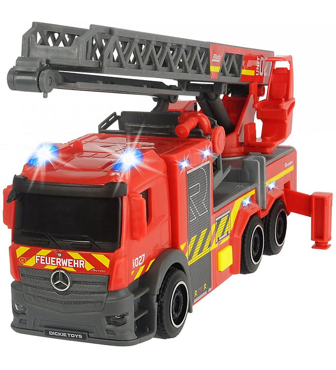 Dickie Toys Brandbil - City Fire Ladder Truck - Lys/Lyd