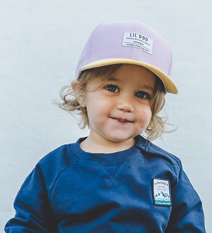 Lil' Boo Copenhagen Kasket - Organic Block Snapback - Lilla/Gul