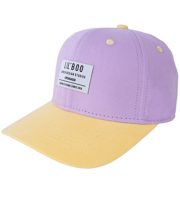 Lil' Boo Copenhagen Kasket - Organic Block Snapback - Lilla/Gul