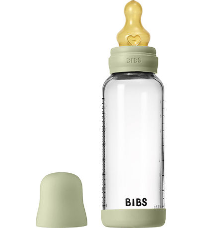 BIBS Sutteflaske - 240 ml - Glas/Naturgummi - Sage