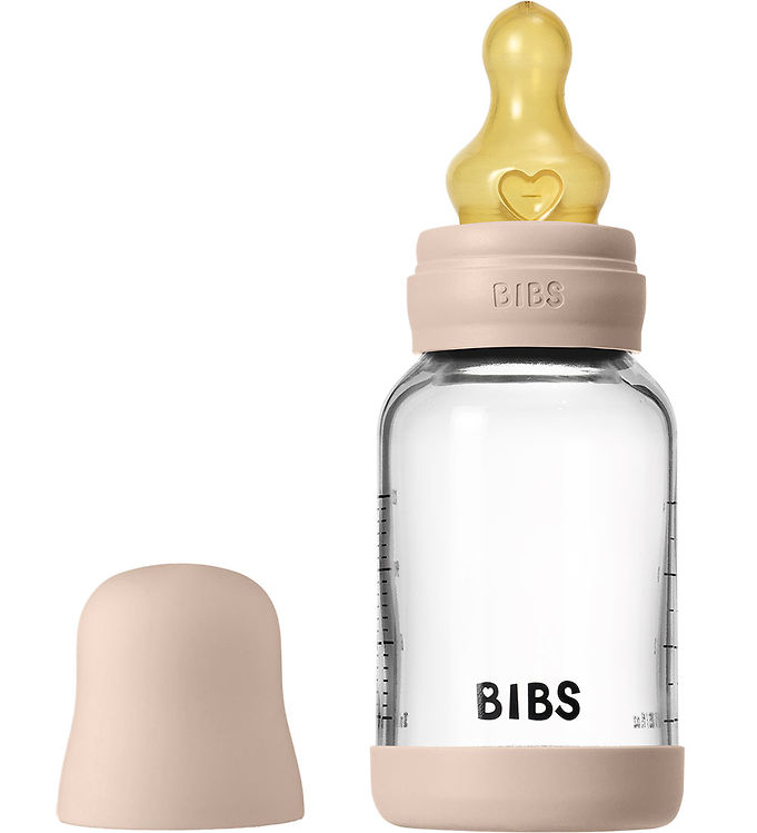 BIBS Glas Sutteflaske 120 ml Rund Latex Slow Flow - Blush