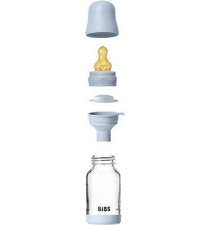 BIBS Sutteflaske - 120 ml - Glas/Naturgummi - Baby Blue
