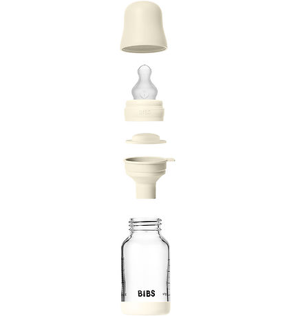 BIBS Sutteflaske - 120 ml - Glas/Silikone - Ivory