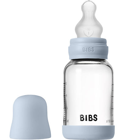 BIBS Sutteflaske - 120 ml - Glas/Silikone - Baby Blue BIBS Sutteflaske - 120 ml - Glas/Silikone - Baby Blue
