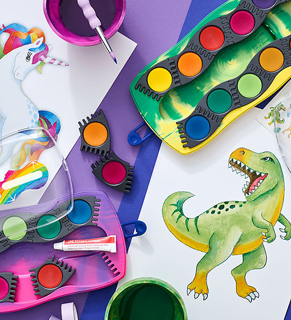 Faber-Castell Vandfarve - Dinosaur - 12 Farver + Chinese White Faber-Castell Vandfarve - Dinosaur - 12 Farver + Chinese White