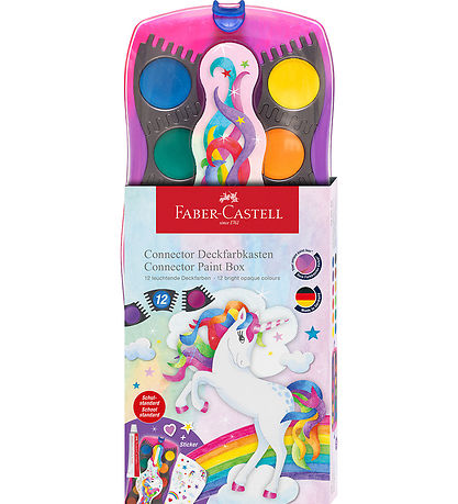 Faber-Castell Vandfarve - Unicorn Pink - 12 Farver + Chinese Whi