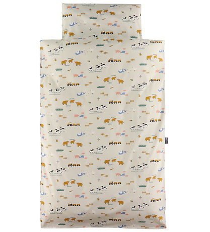 Nørgaard Madsens Sengetøj - Baby - Beige m. Bondegård Nørgaard Madsens Sengetøj - Baby - Beige m. Bondegård